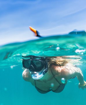 image underwater of a lady snorkeling